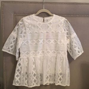 New white Chicwish blouse crochet and lace